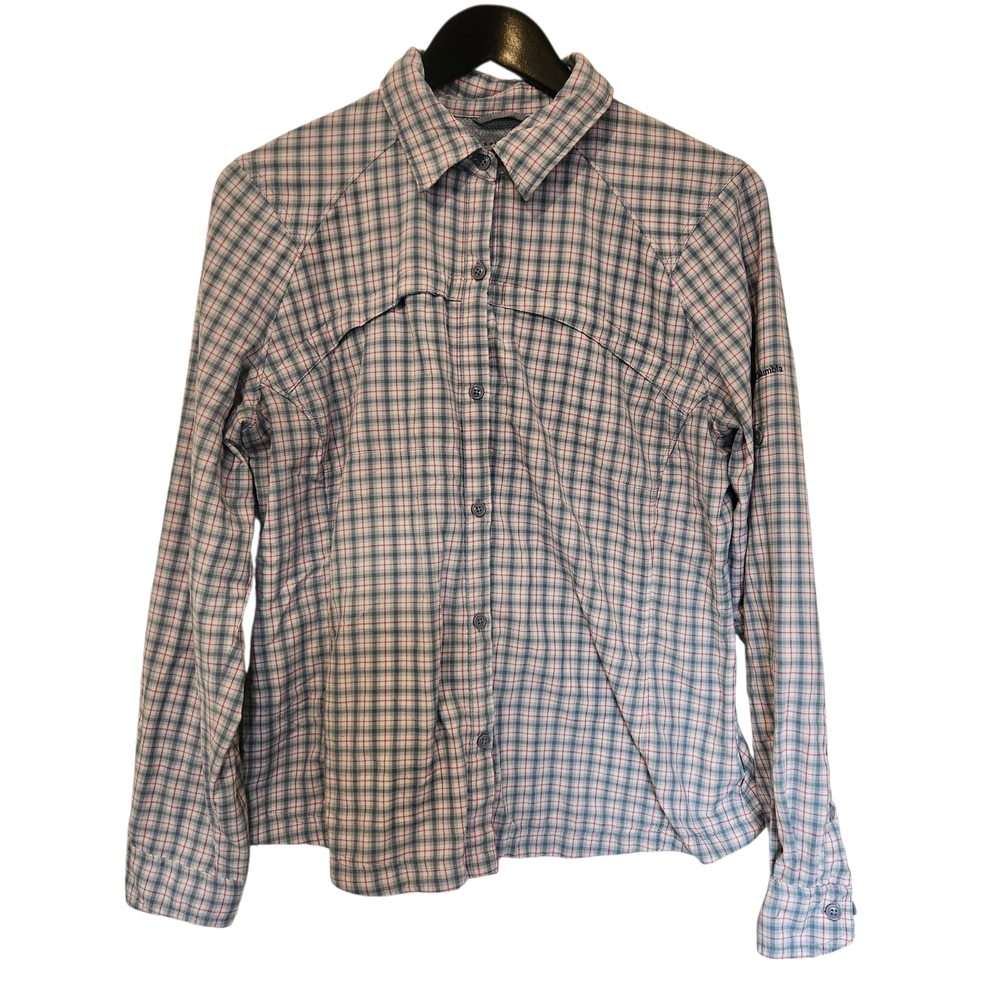 Columbia Vibrant Blue and Pink Button Down Shirt